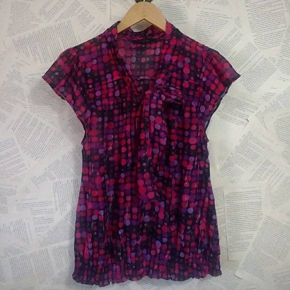 The Limited Tops - The Limited Polka Dot Sheer Top w/ Bow M EUC